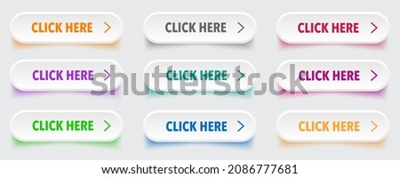 Click here button with arrow pointer clicking icon. Click here vector web button. Web button with action of arrow pointer. Click here, UI button concept. Vector illustration
 Royalty-Free Stock Photo #2086777681