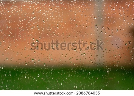 raindrops on the window in close-up