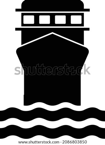 Ship, Water Vessel Icon on White Background