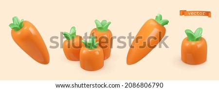 Carrot 3d render vector icon set. Easter decorations Royalty-Free Stock Photo #2086806790