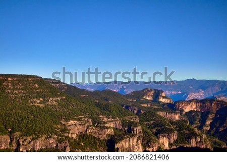 mountains in sunny day the sierra madre occidental with blue sky and light and shadows in the natural landscape mexiquillo durango  Royalty-Free Stock Photo #2086821406