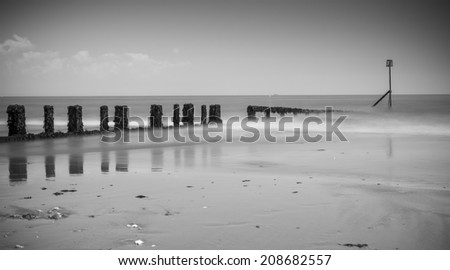 Slow shutter speed seascape, Isle of Wight, UK - black and white
