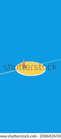 minimalist portrait of the middle of the field in blue and yellow