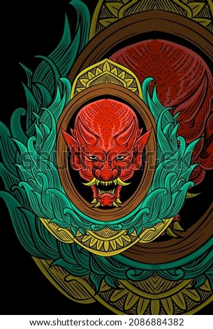 Demon with floral vector illustration