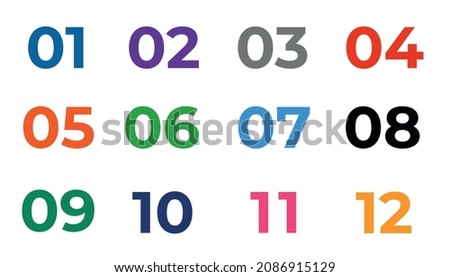 Numbers colourful isolated on white background. Isolated vector. Doodle vector illustration.
