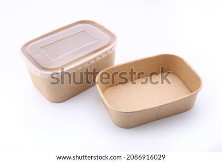 empty brown paper square box for food isolated on white