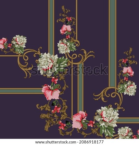 baroque ornament with flower art work background design stock illustration