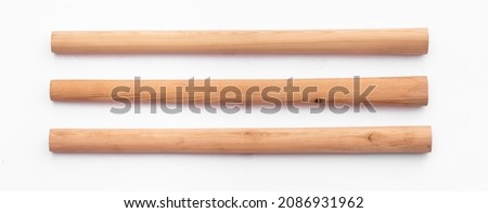 new wooden long stick isolated on white background Royalty-Free Stock Photo #2086931962