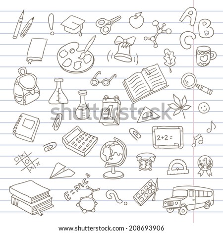 Back to school on a exercise book sheet grid