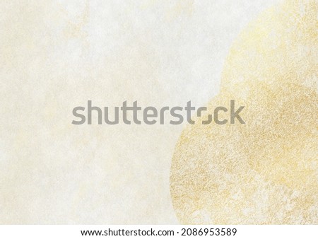 Background image of golden patterns on white Japanese paper