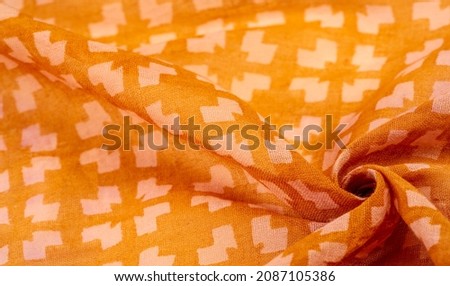 Orange thin woolen fabric, Abstract pattern, Elastic fabric, Suitable for design, projects and drawings. Texture, background