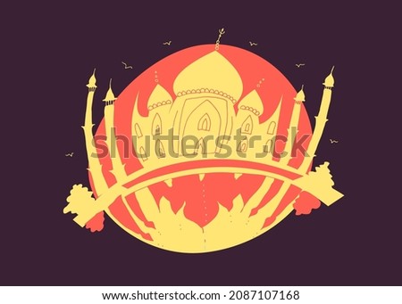 Agra cartoon illustration. Agra, India doodle drawing. Modern style Agra city illustration. Hand sketched poster, banner, postcard, card template for travel company, T-shirt, shirt. Vector EPS 10.
