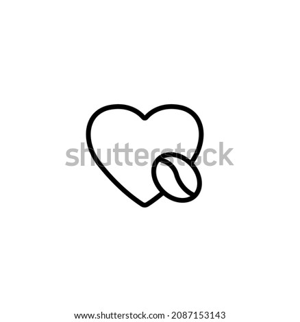 Heart and coffee bean simple thin line icon vector illustration