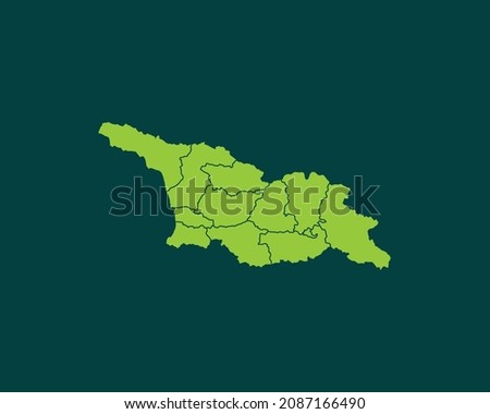 Modern Green Color High Detailed Border Map Of Georgia, Isolated on Dark Background Vector Illustration