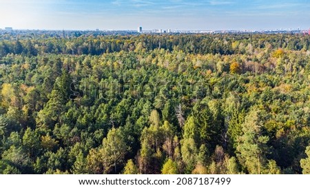 Perlacher forst forest with Munich in the background Royalty-Free Stock Photo #2087187499