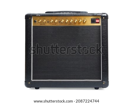 Guitar combo amplifier isolated on white background, classic vintage look Royalty-Free Stock Photo #2087224744