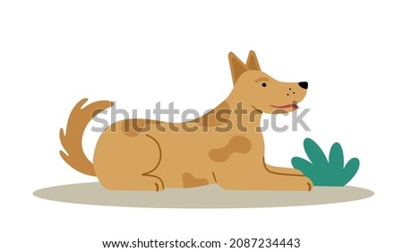 The dog is a cute cheerful pet. Editable vector illustration isolated on a white background