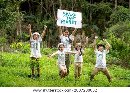 Children join as volunteers for reforestation, earth conservation activities to instill in children a sense of patience and sacrifice, doing good deeds and loving nature. Royalty-Free Stock Photo #2087238052