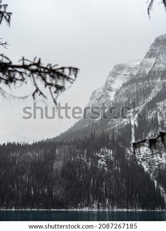 snowy mountains and lakes in the mountains. Canadian rockies, Banff and jasper national park with cabins at lake Louis and peyto lake