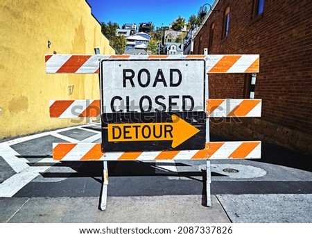 Road closed detour sign in Park City , Utah.