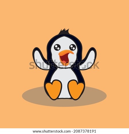 lovely and cute penguin sitting   mascot logo design illustrations