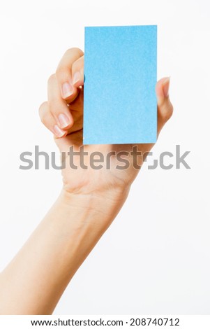 Blank card, people holding card that can be replace with everything you want, namecard sign etc... shoot on isolated white background