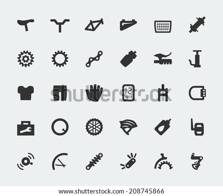 Spare parts for bicycle vector big icons set