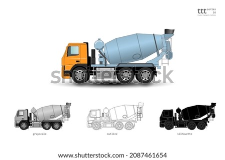 Insulated colored truck. Concrete transport truck, in-transit mixer.