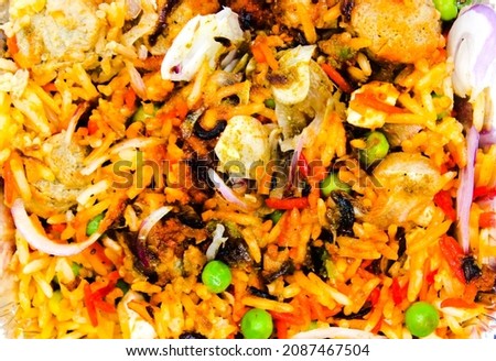 A picture of Veg biryani recipe with selective focus
