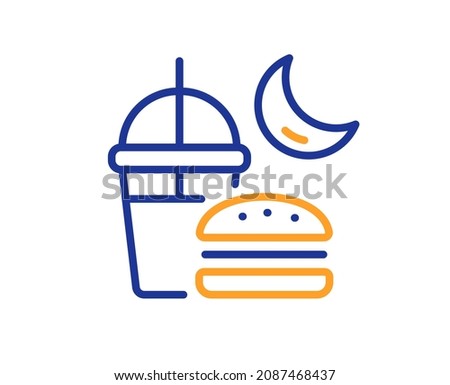Night eat line icon. Fast food before sleep sign. Gluttony symbol. Colorful thin line outline concept. Linear style night eat icon. Editable stroke. Vector