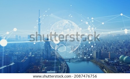 Global communication network concept. Digital transformation. Royalty-Free Stock Photo #2087476756
