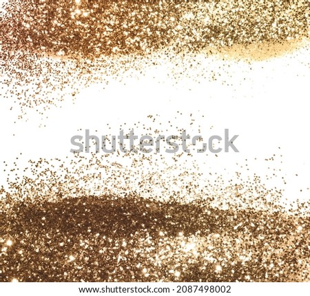 Background with gold glitter on white background for your design, frame, border