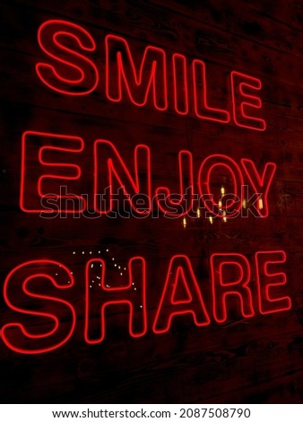 Smile Enjoy Share graphic design. Social message place