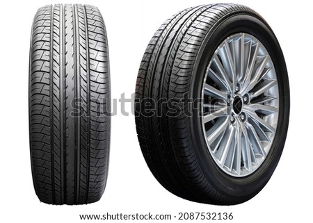 Wheel car, Car tire, Aluminum wheels isolated on white background. Royalty-Free Stock Photo #2087532136
