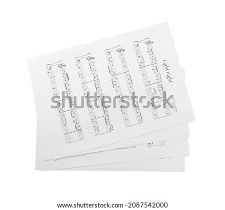 Music sheets on white background