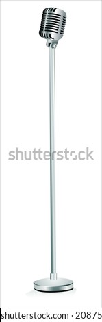 Vintage silver microphone isolated on white background