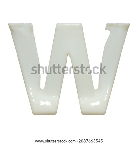 Alphabet letter made of white skimmed milk isolated on white background. 3D illustration.