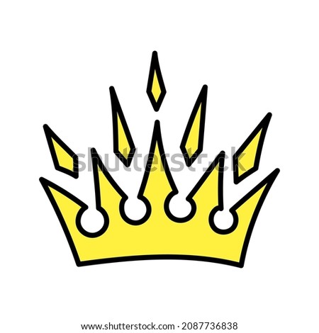 Hand drawn vector crown in doodle style, isolated on white background.