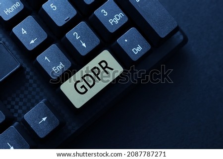 Text sign showing Gdpr. Business approach regulation that protect the personal data and privacy of EU citizens Downloading Documents Concept, Uploading And Posting New Files To Internet