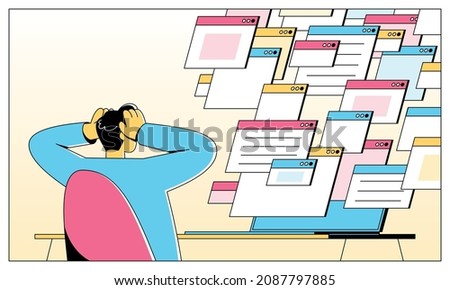 This colorful image illustrates an information overload (information explosion) the excess of information available to a person aiming to complete a task or make a decision Royalty-Free Stock Photo #2087797885
