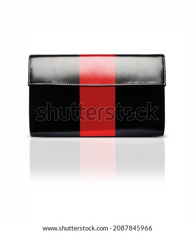 Black clutch isolated on a white background with a clipping mask