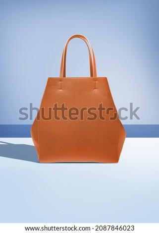 Brown bag on a blue background with clipping mask