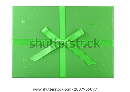 Green gift package isolated on white background.