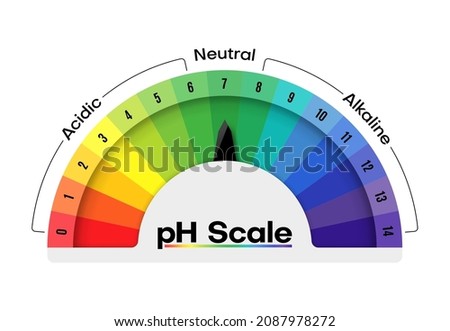 ph scale value meter with acid, neutral and alkaline measure chart, diet control. Vector ph scale of water balance and chemical indicators of food, diagram graphic for healthy body diet Royalty-Free Stock Photo #2087978272