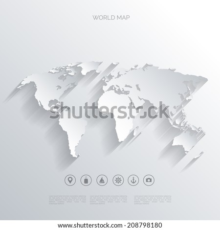 World map in a flat style.Earth,globe.Route planning.Map of Asia,Africa,North America,South America,Antarctica,Europe,Australia.Continents of the world on the map.World navigation system.GPS. 