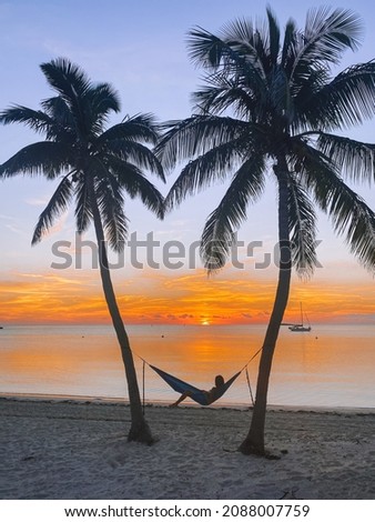 Hammock on the beach at sunset 