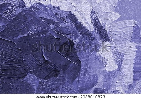 abstract oil paint texture on canvas, background. New 2022 trending PANTONE 17-3938 Very Peri color
