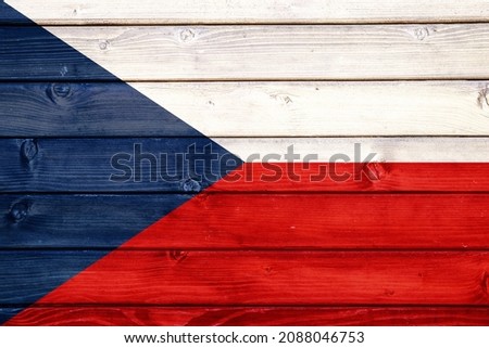Flag of Czech Republic on wooden surface 