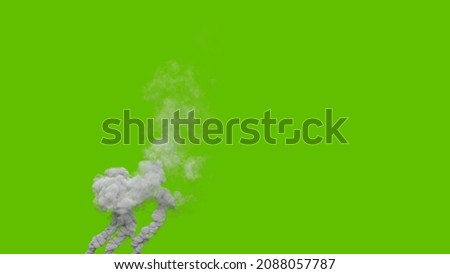 grey carbon dioxide smoke column from fuel oil power plant on chroma key screen, isolated - industrial 3D illustration