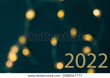 Happy new year 2022 text and background with lights, beautiful background
